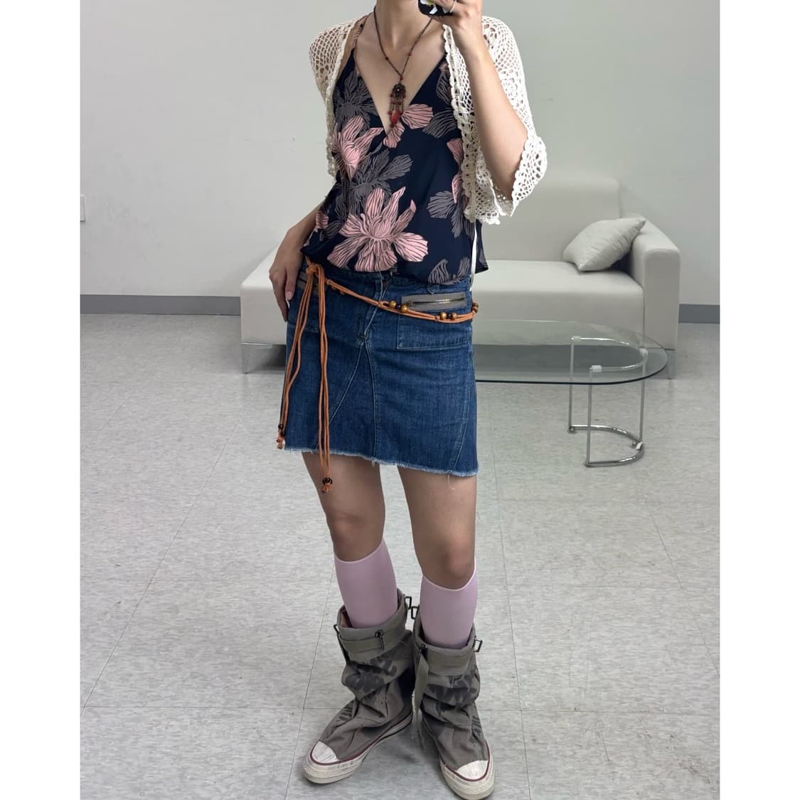 빈티지 데님 린넨 웨스턴 스커트 y2k 상품이미지1