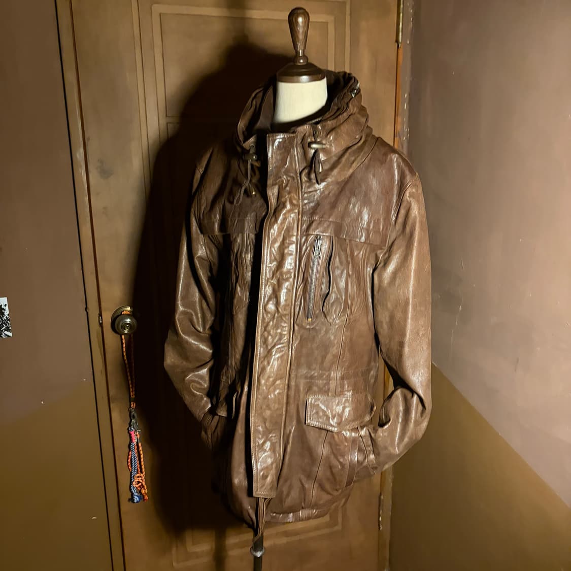 BROWN LAMB LEATHER HIGHNECK JACKET 상품이미지1