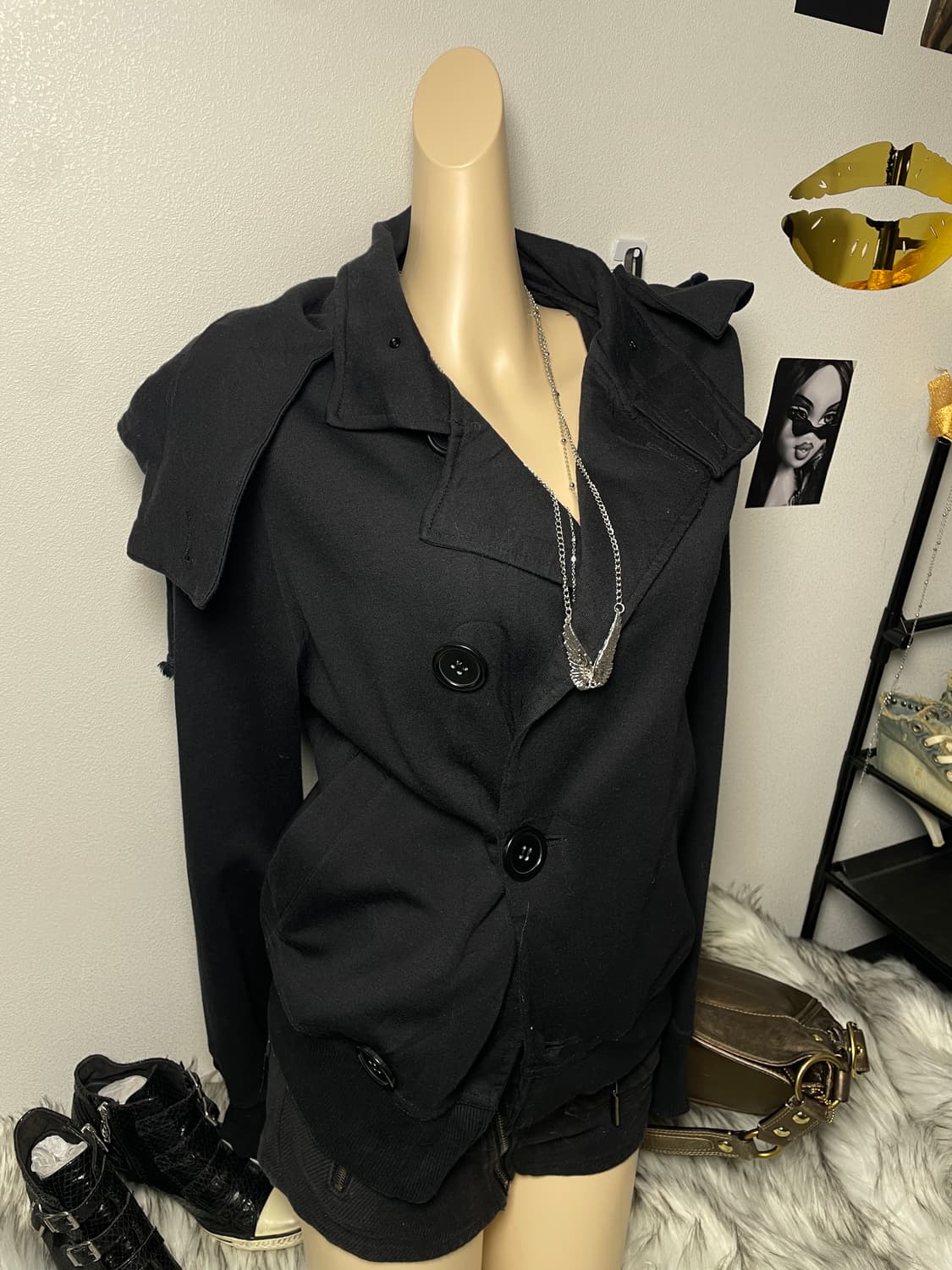 빈티지 하이넥 버튼 자켓 상품이미지3