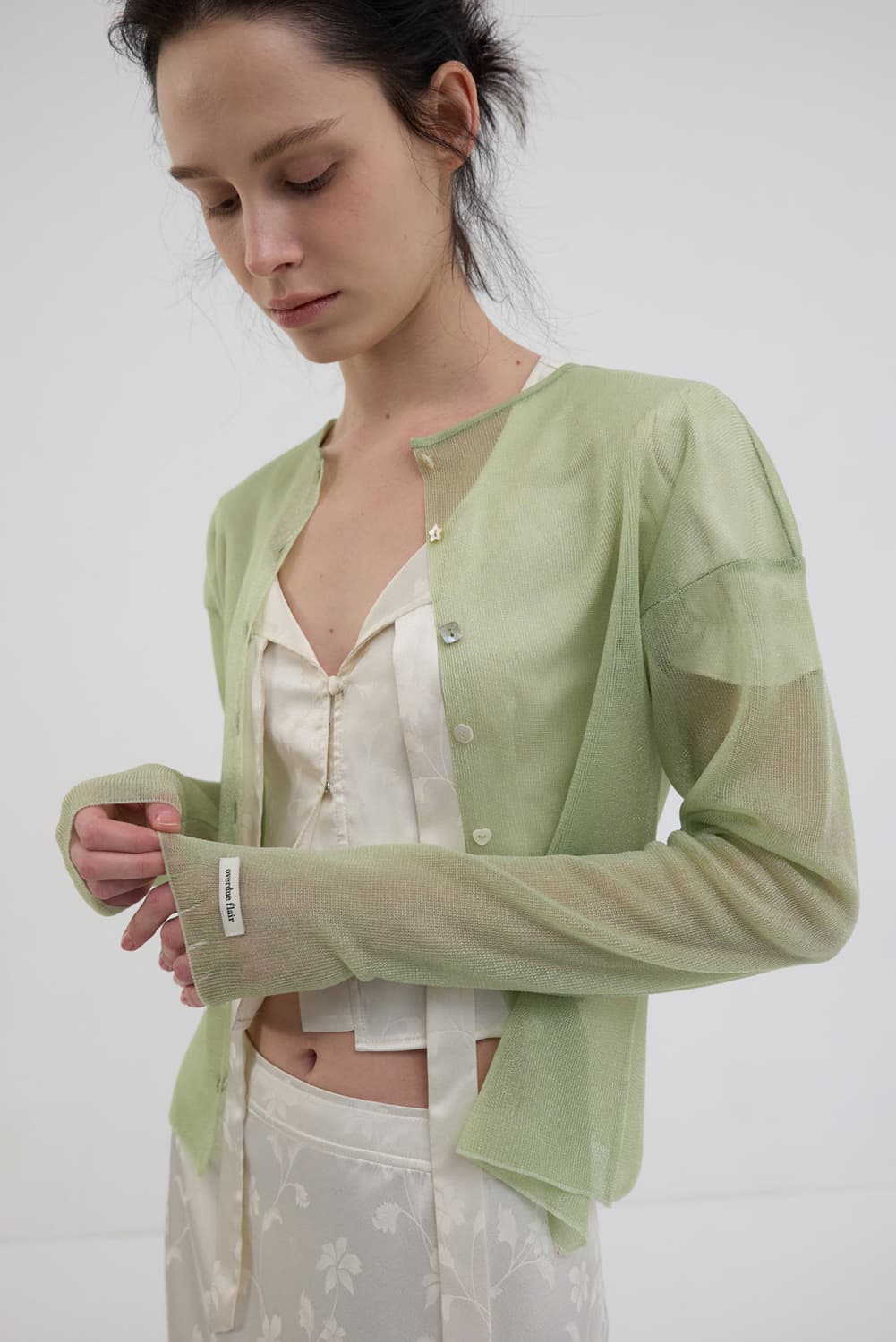 SHEER GLOSSY CARDIGAN_JELLY MINT 상품이미지1