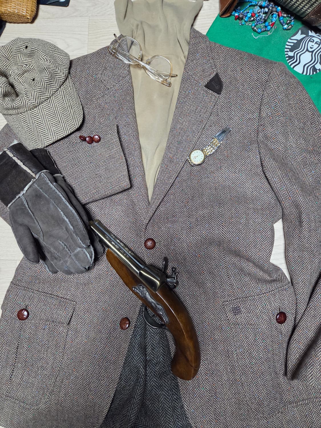 MAESTRO 캐시미어 헤링본 스포츠 코트 수트 자켓 블레이저 헌팅자켓 상품이미지5