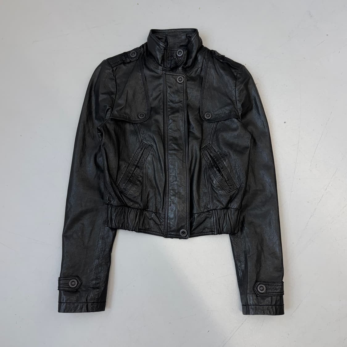 램스킨 양가죽 하이넥 락 시크 크롭 리얼 레더 가죽자켓 상품이미지2