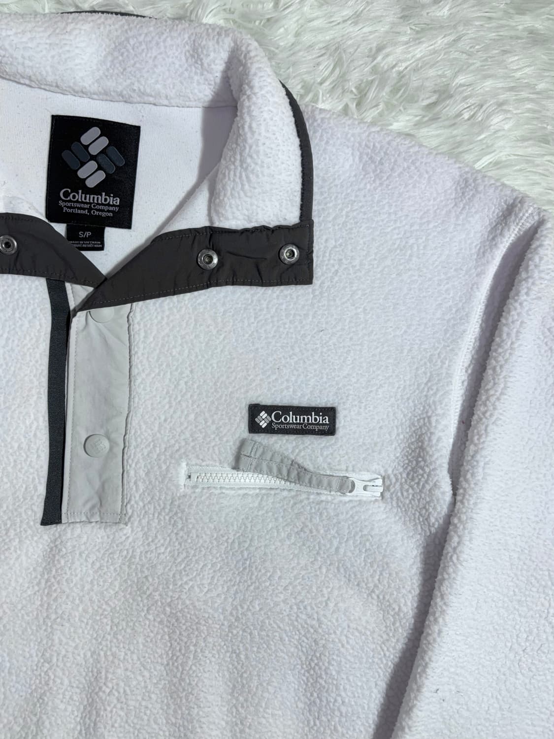 콜롬비아 화이트 후리스 반집업  상품이미지6