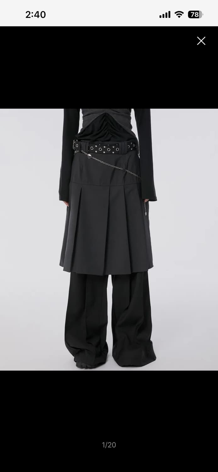 플레어업 플리츠 미디스커트 Pleats Midi Skirt 차콜 상품이미지1