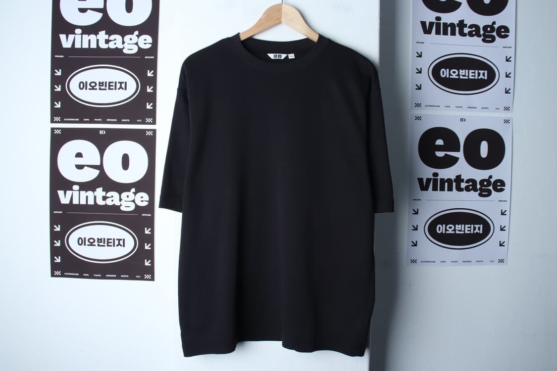 (L-XL) 유니클로 반팔 티셔츠 U라인 무지 블랙-H31928 상품이미지2