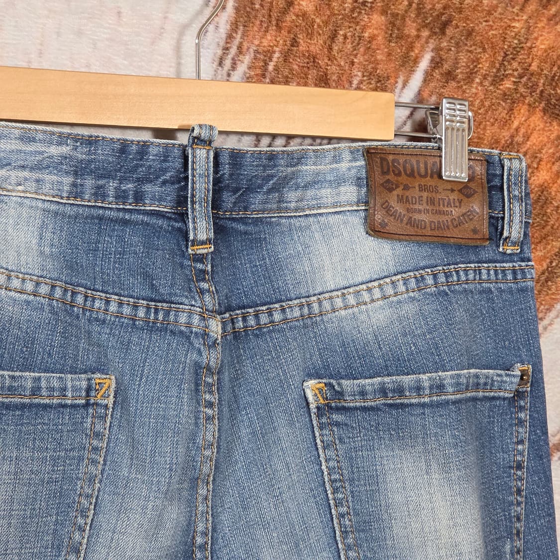 디스퀘어드2 가죽패치 데미지 중청 데님팬츠 상품이미지6
