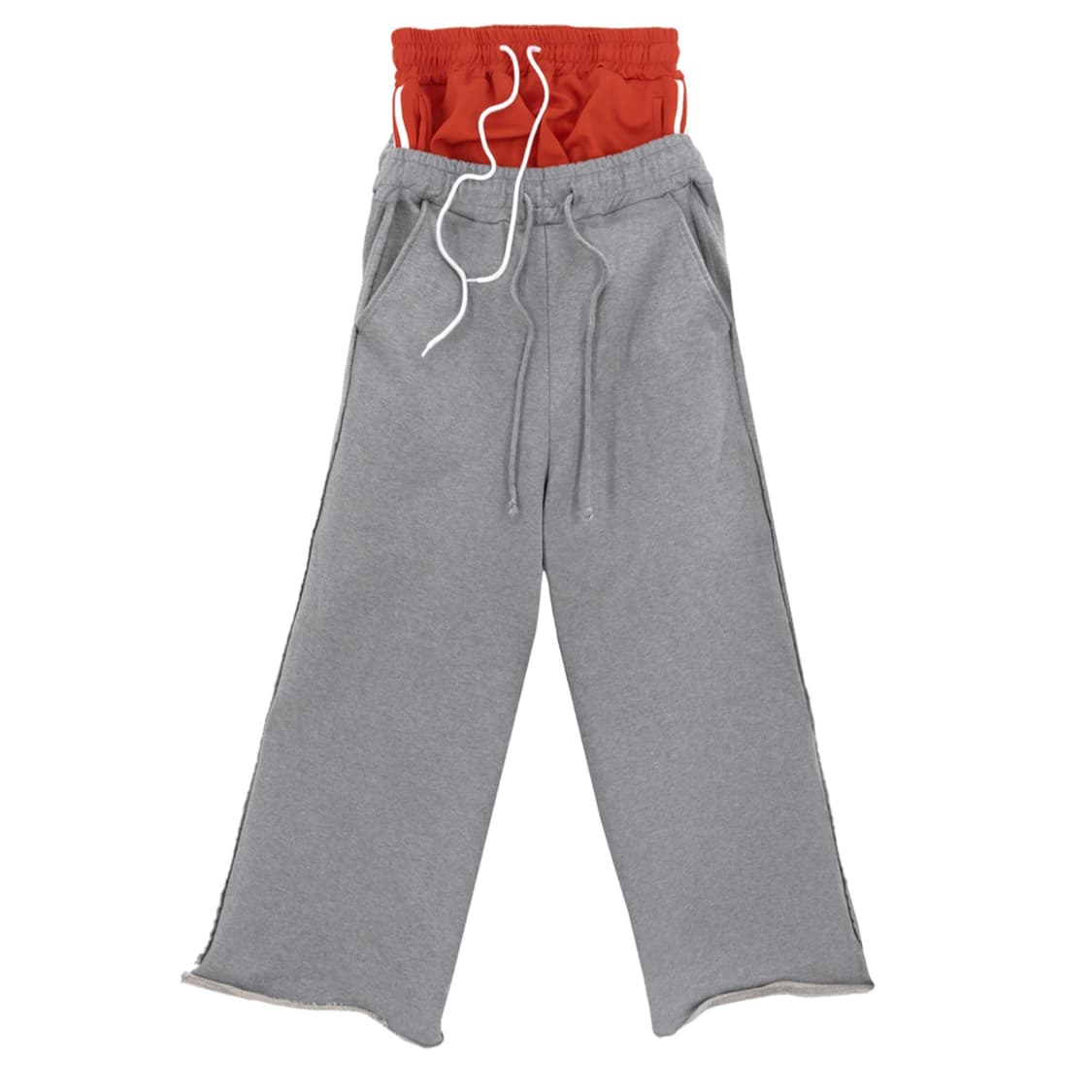 Sagging Double Sweatpants - Red/Grey 상품이미지1