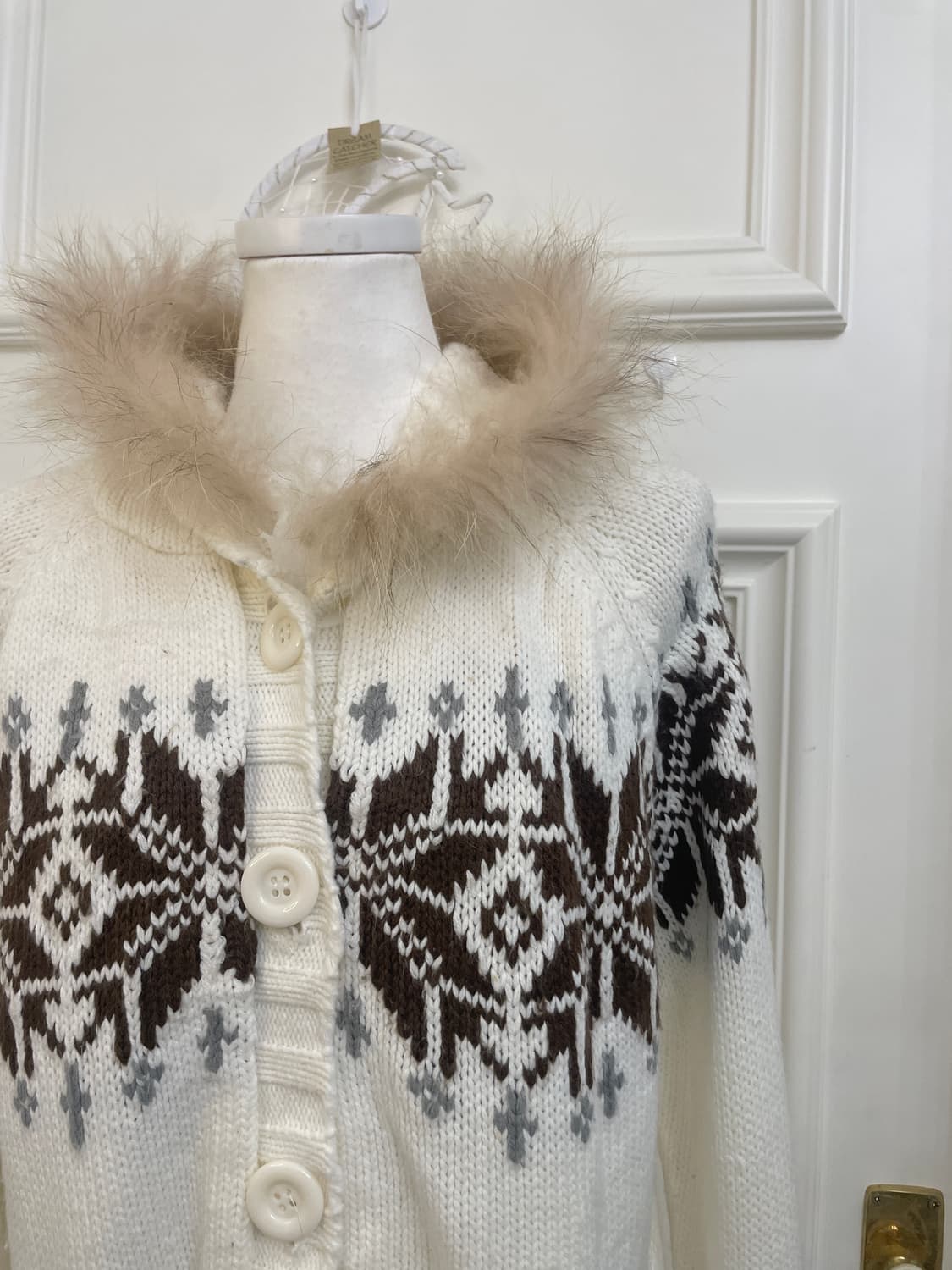 ivory nordic fur hoodie long cardigan 상품이미지7