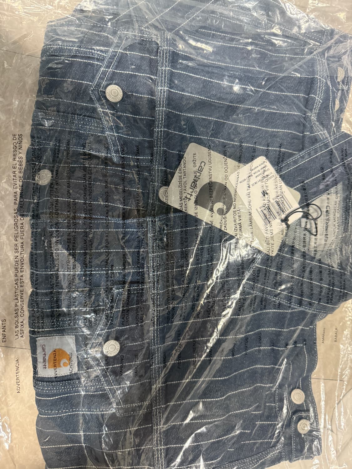 M사이즈 칼하트WIP 올리언 오를레앙 자켓 블루 화이트 상품이미지3