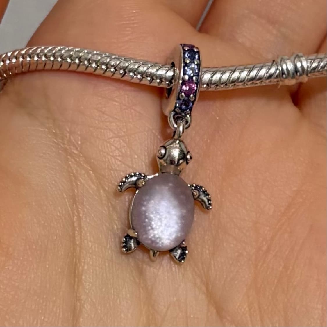 판도라 무라노 글래스 씨 터틀 댕글 참 스털링 실버 핑크 상품이미지3