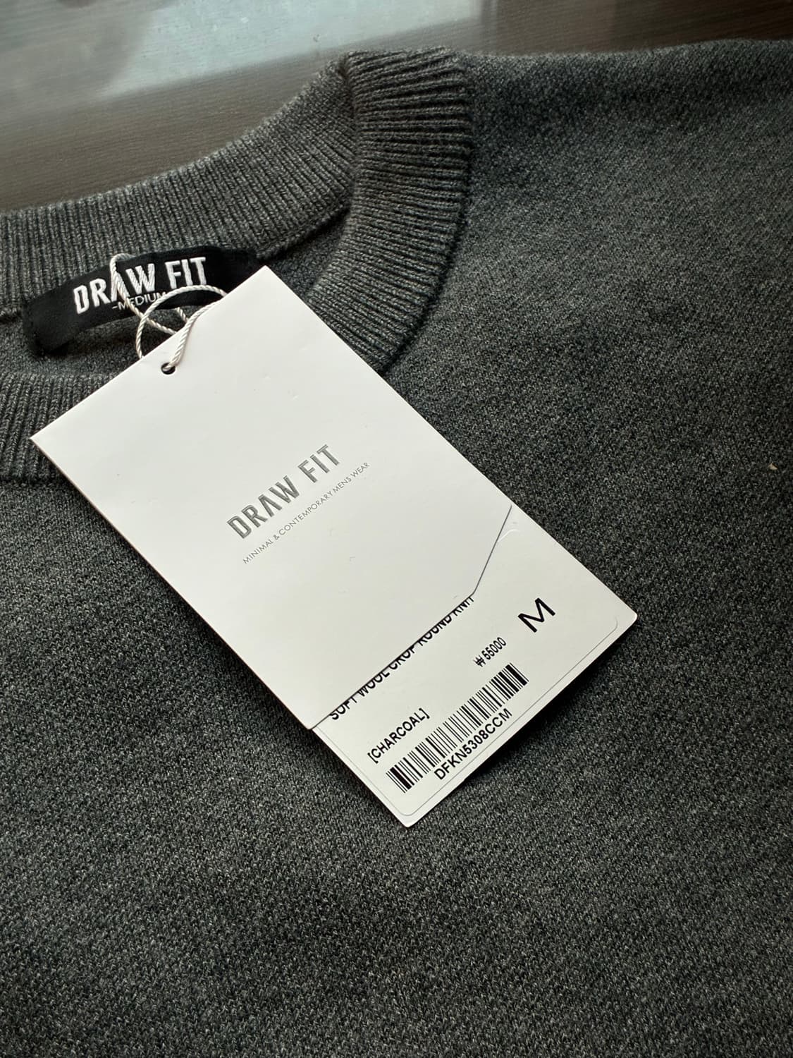 (새상품)(M) 드로우핏 소프트 울 크롭 라운드 니트 CHARCOAL 상품이미지10