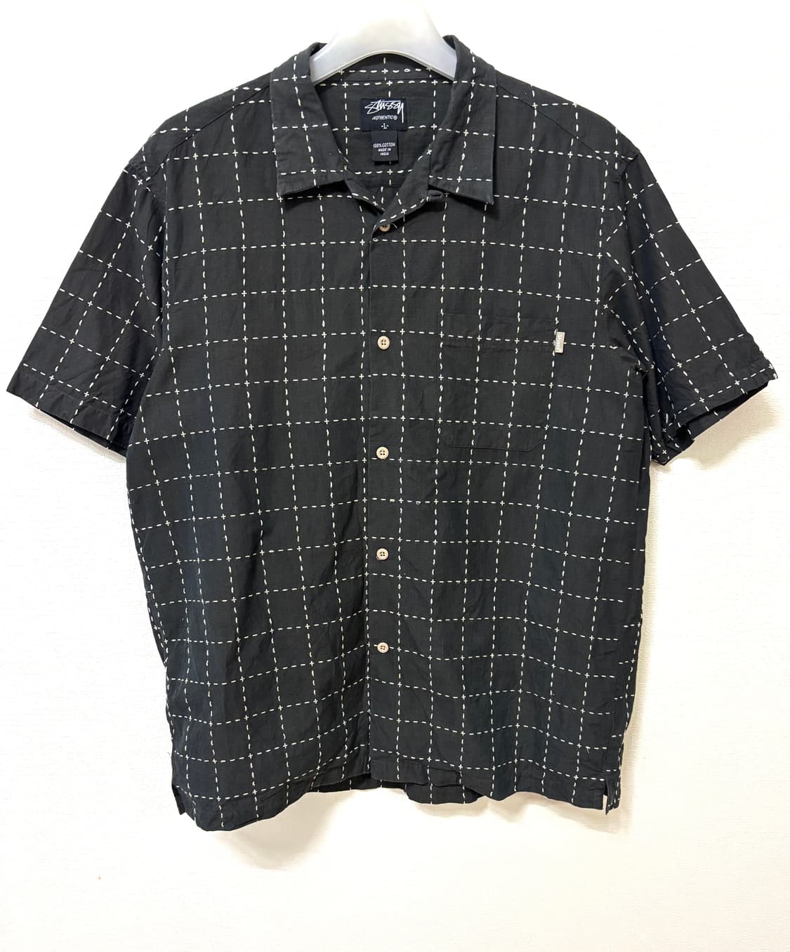 00s 스투시 Authentic 실 스티치 패턴 반팔 셔츠 L. 상품이미지1