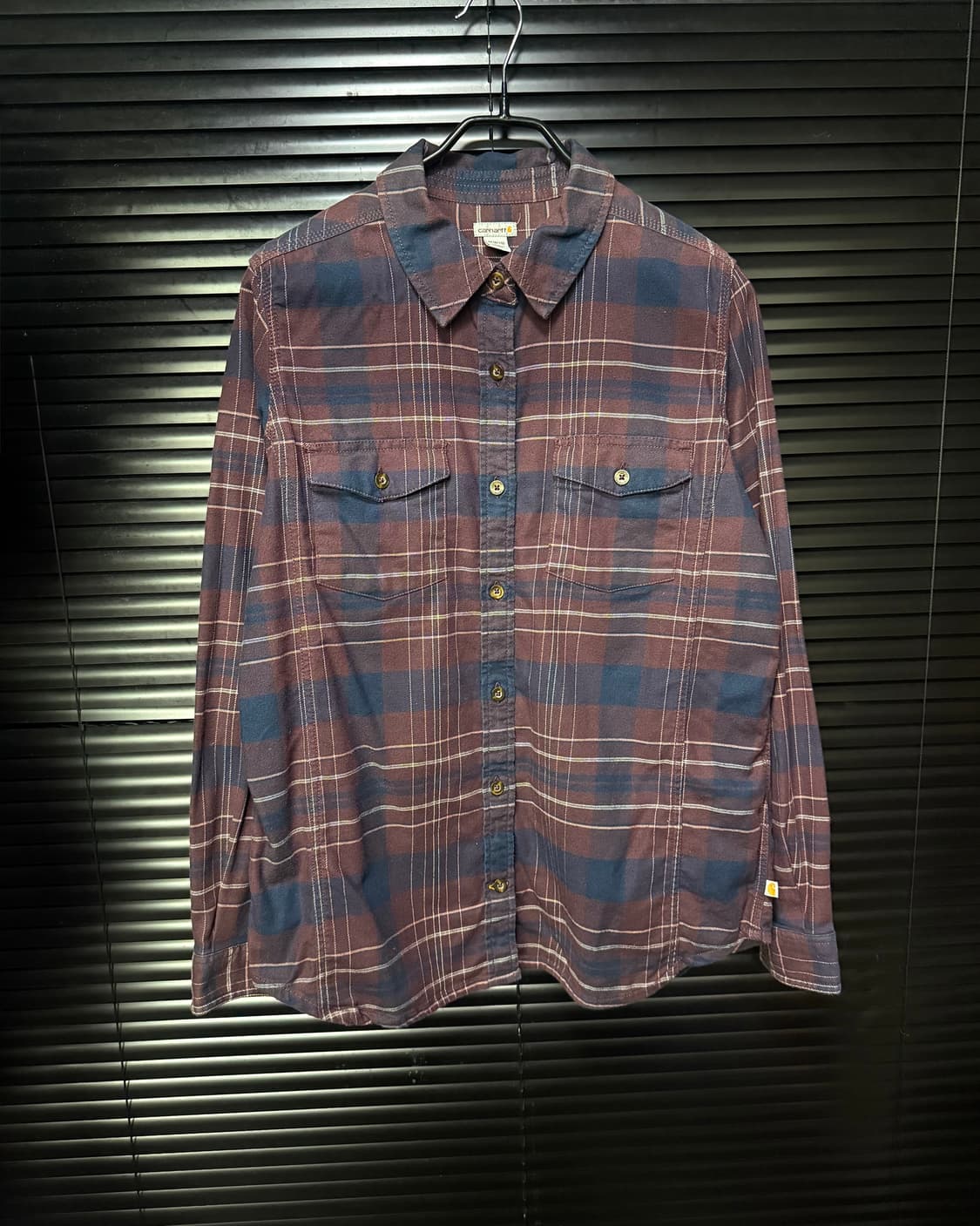 칼하트 2017 fw 자주색 버건디 플란넬 타탄 체크 워크 셔츠 M 95 상품이미지2