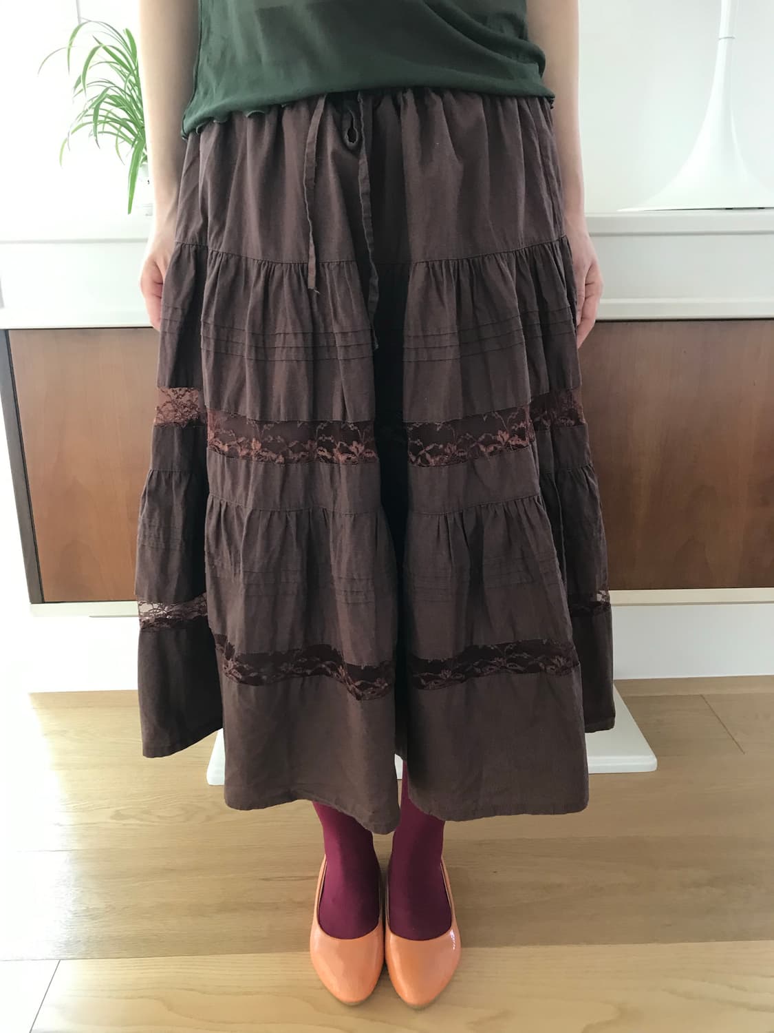 vintage brown lace skirt 상품이미지1