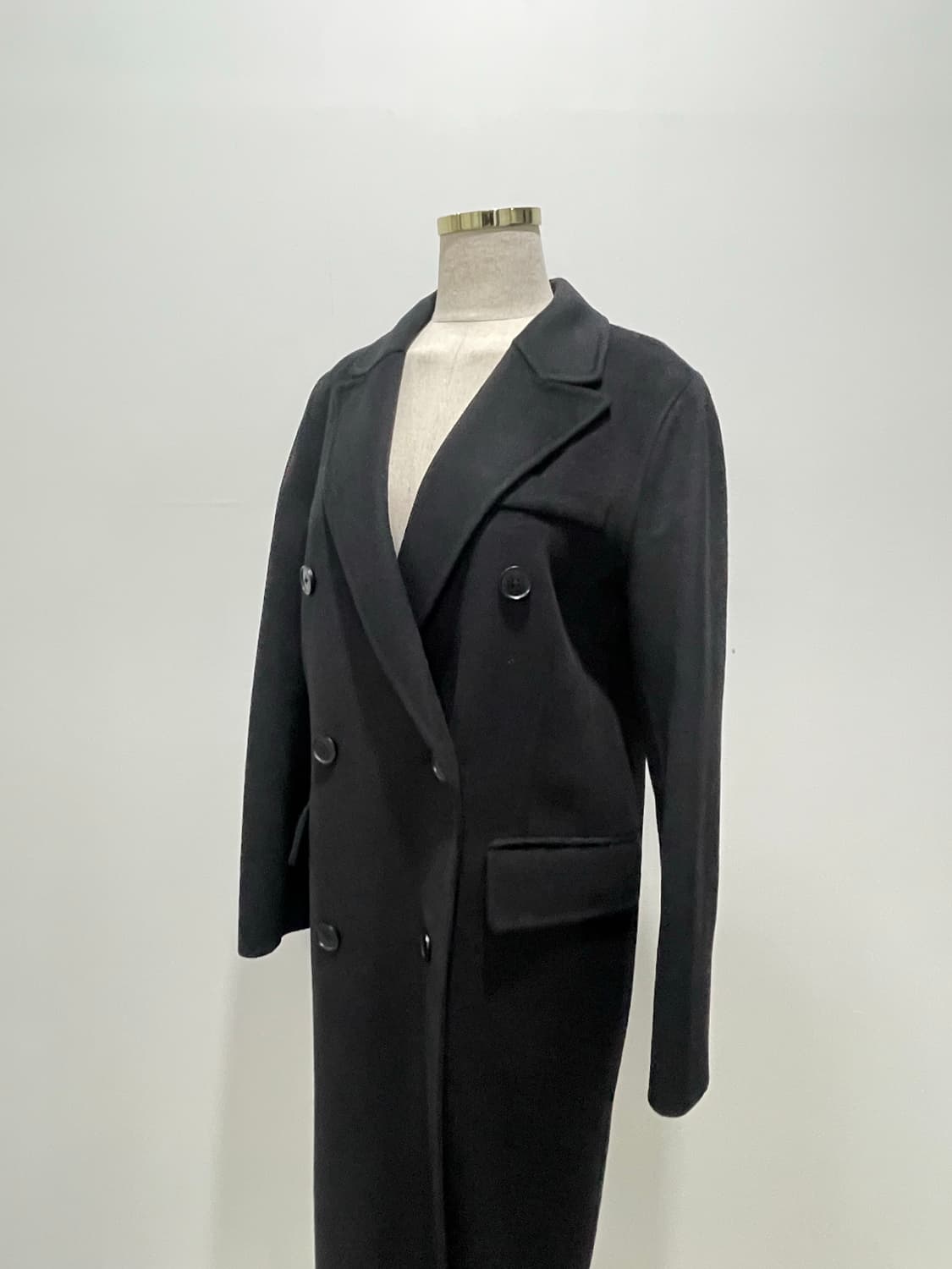 핸드메이드 울 더블코트 블랙 (모 46%캐시미어 6%) 160이하 추천 상품이미지5