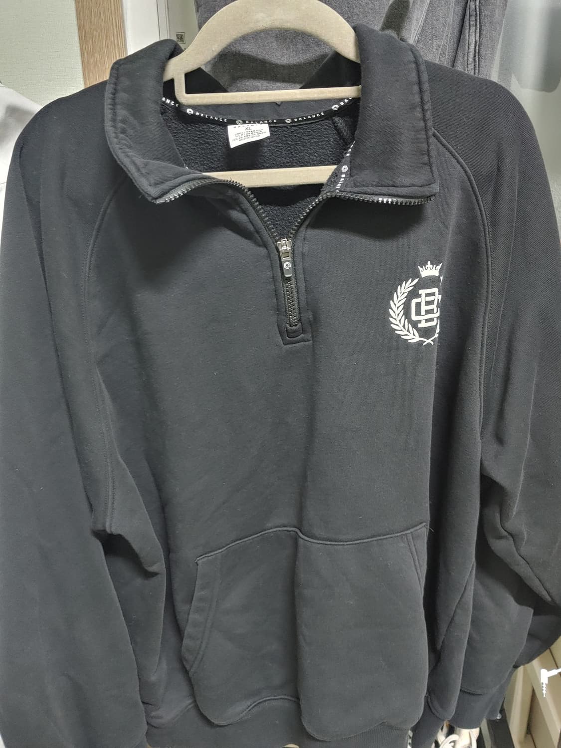 탑탠 반집업 맨투맨 블랙 XL 상품이미지1