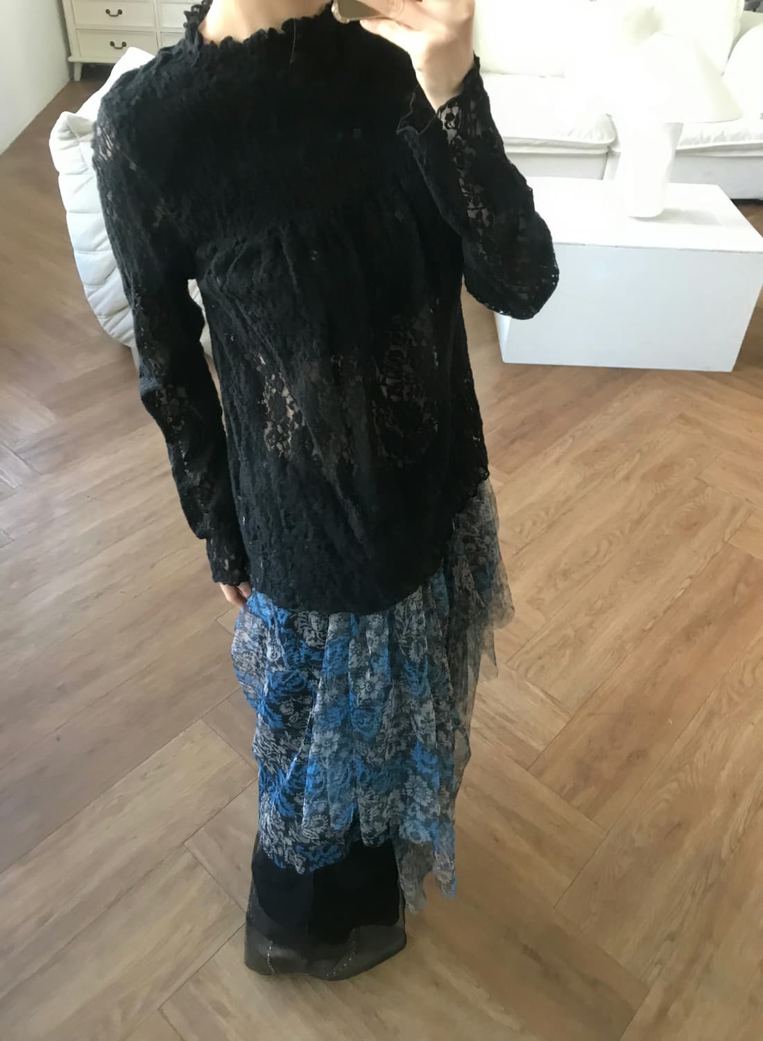 vintage black lace top 상품이미지5