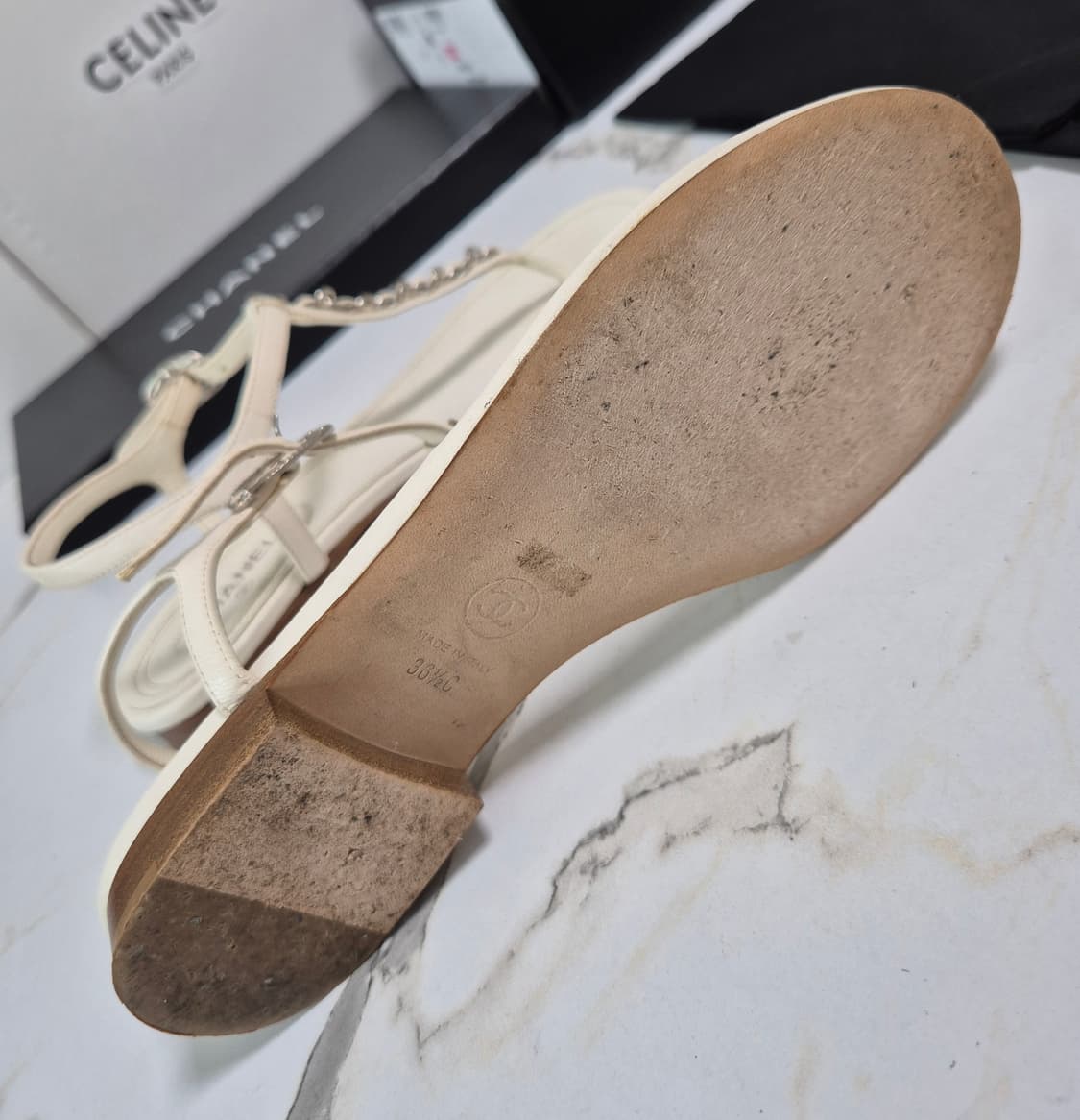 (정품) 샤넬 CC 로고 체인 스트랩 샌들 36.5 상품이미지8