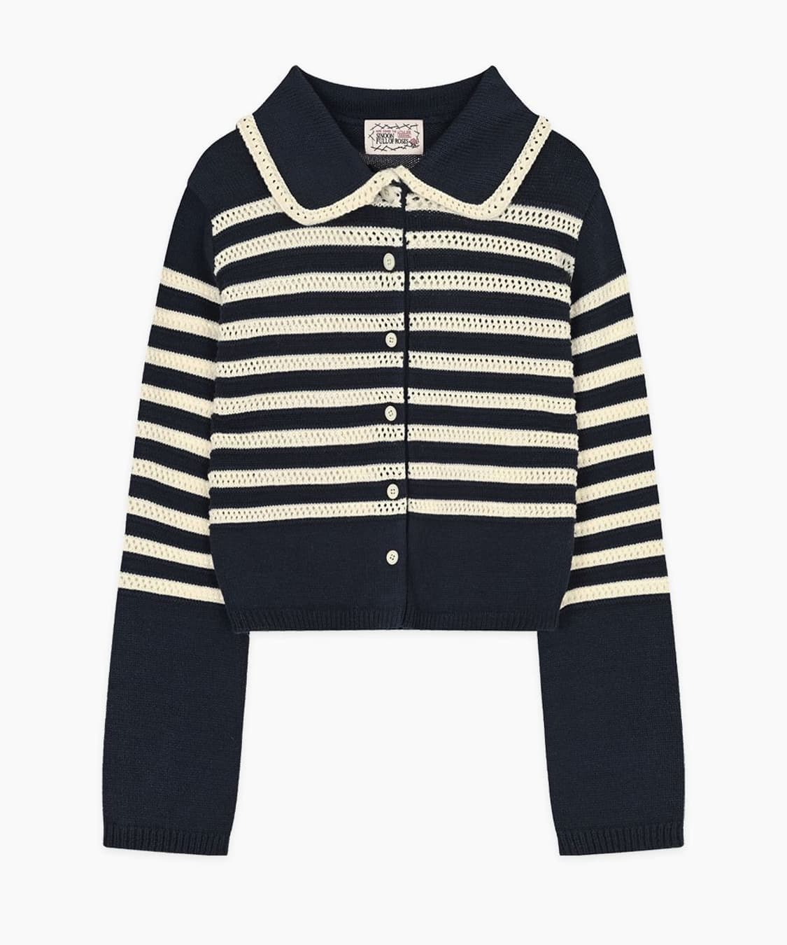 시눈 스트라이프 카라 가디건 네이비 상품이미지2