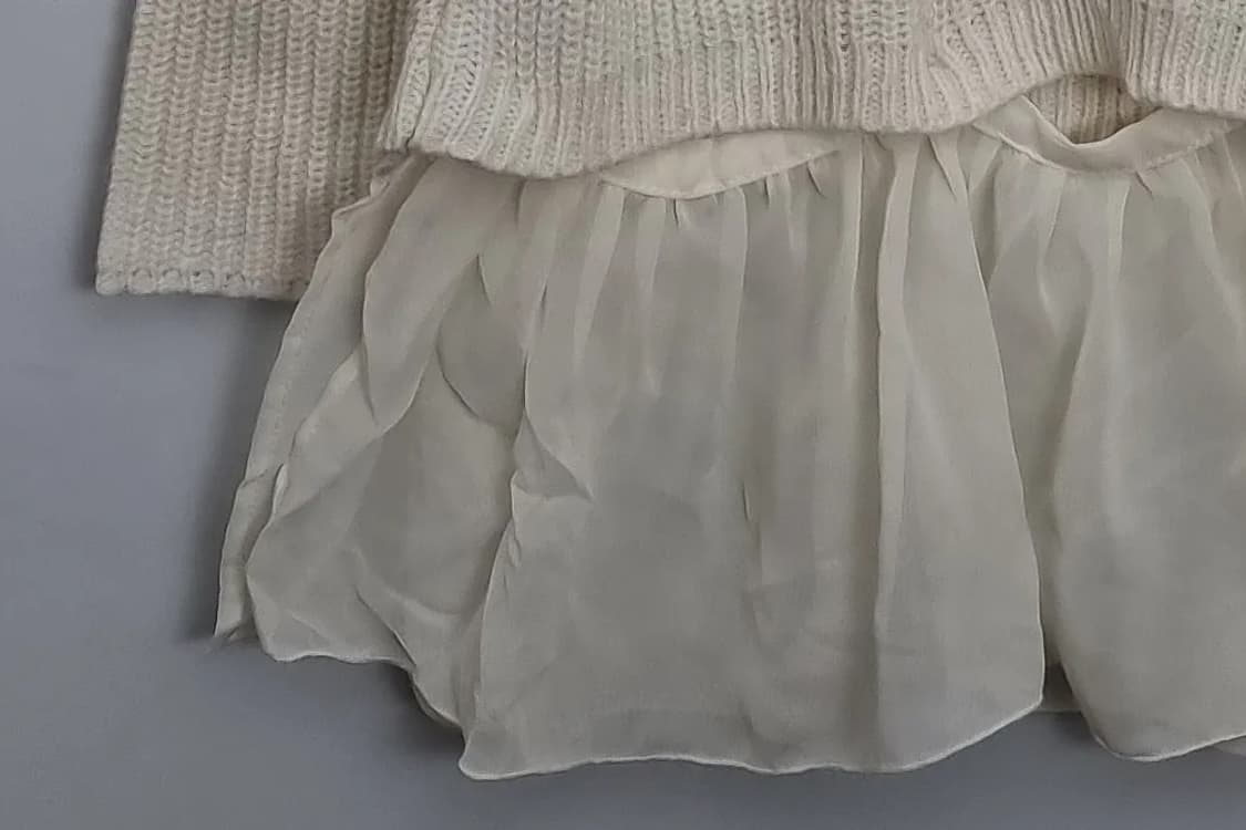 amy ♥ fam 니트 쉬폰 레이어드 탑  상품이미지5