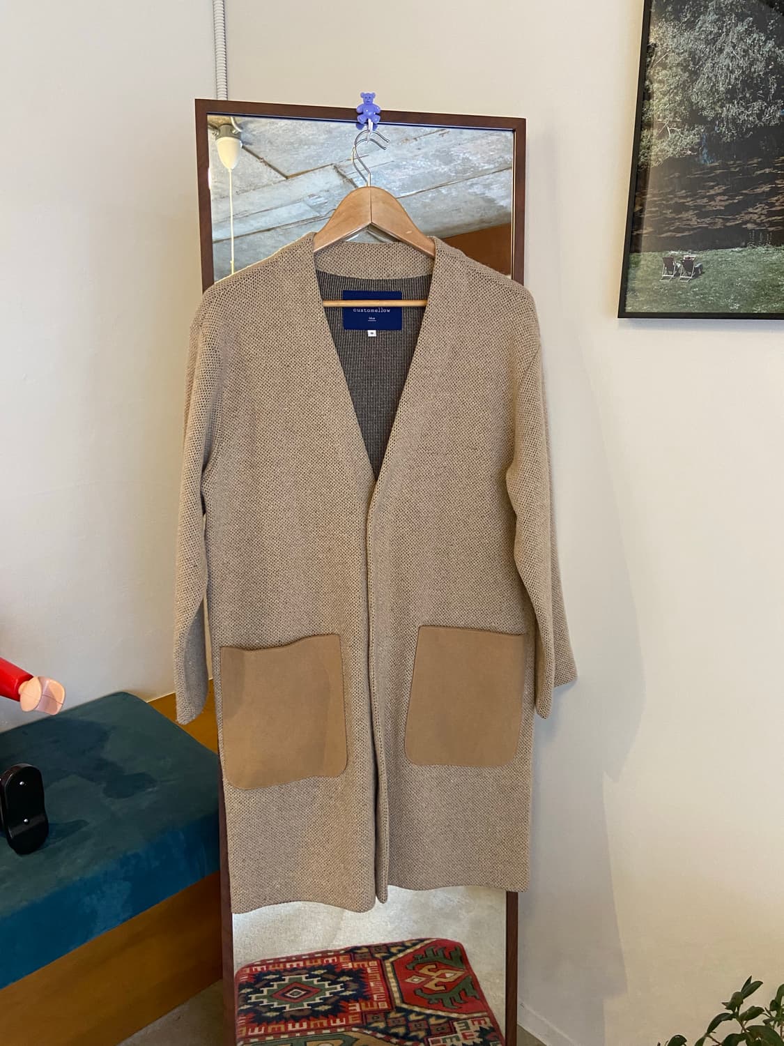 커스텀멜로우 베이지 니트 롱가디건 상품이미지1