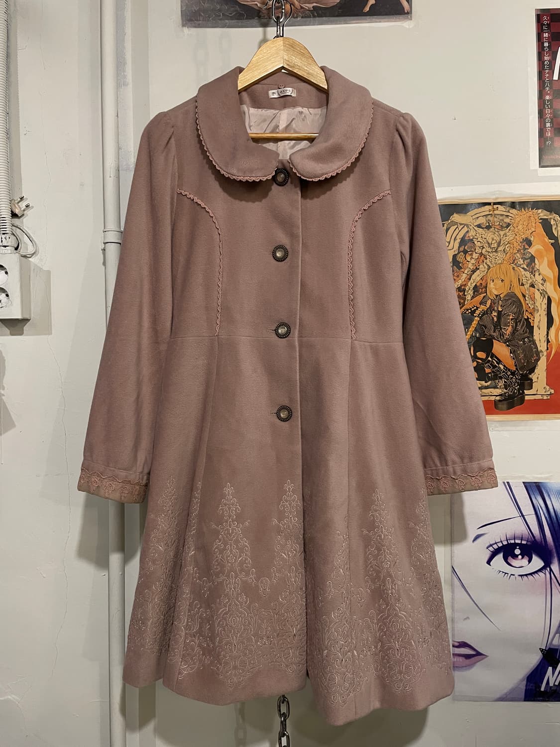 axes femme 엑시즈팜 플라워 자수 핑크 코트 상품이미지5