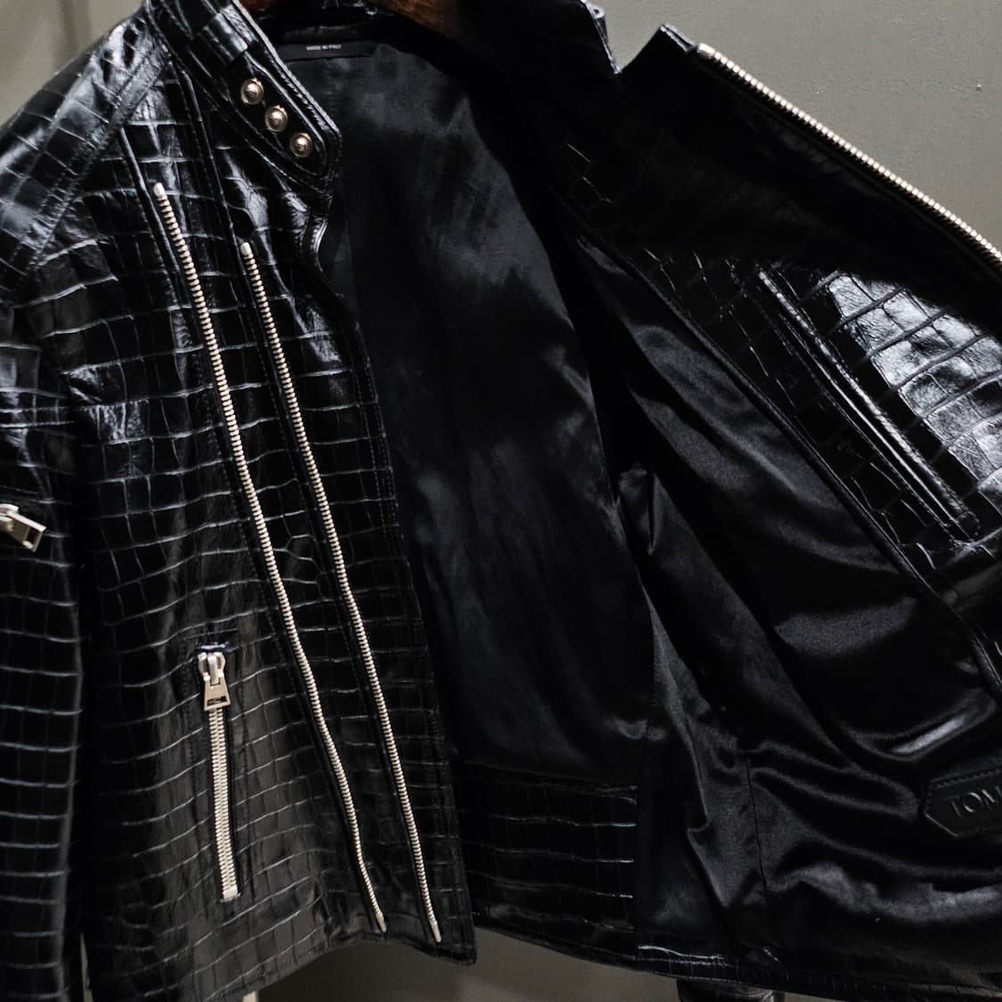 (국내1피스)톰포드 크록이펙트 바이커레더지퍼 가죽자켓 상품이미지5