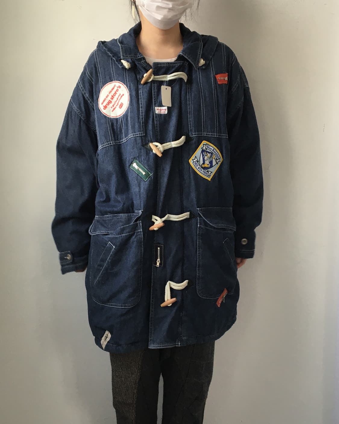 Patch point duffle button hood coat 상품이미지5