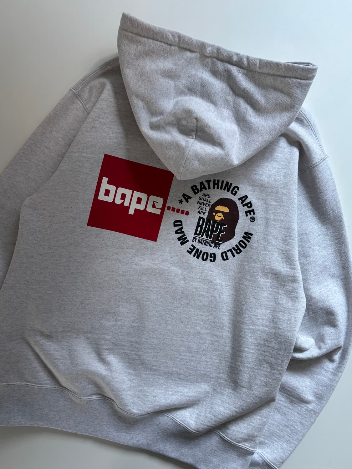 (미사용) Bape 베이프 멜란지그레이 풀오버 백프린팅 애프터 후드  상품이미지9