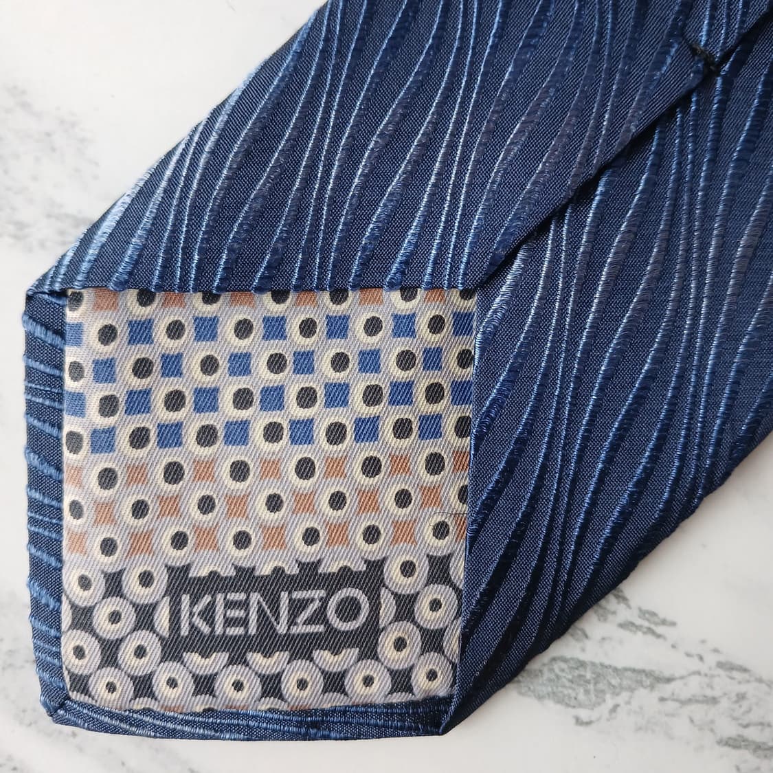 겐조 실크 블루 웨이브 자카드 넥타이 9cm S~A+등급 E897
 상품이미지8