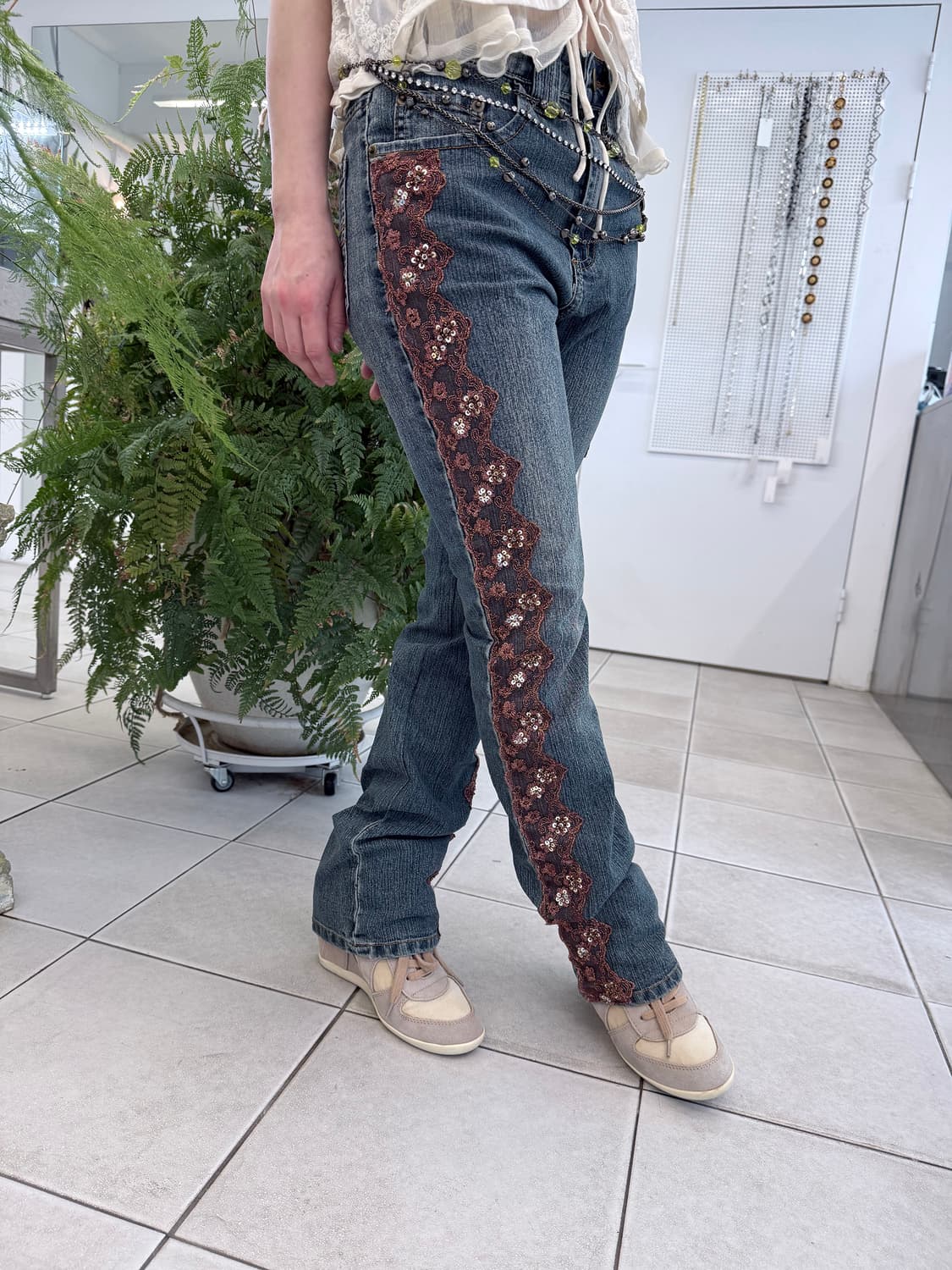 lace trim jeans 상품이미지2