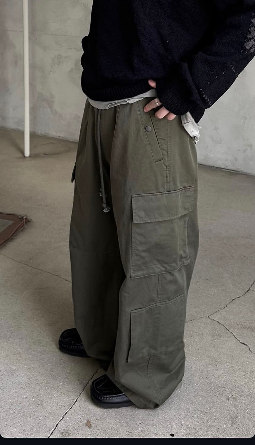 4) 폴리테루 사이드 카고 파자마 올리브 상품이미지1