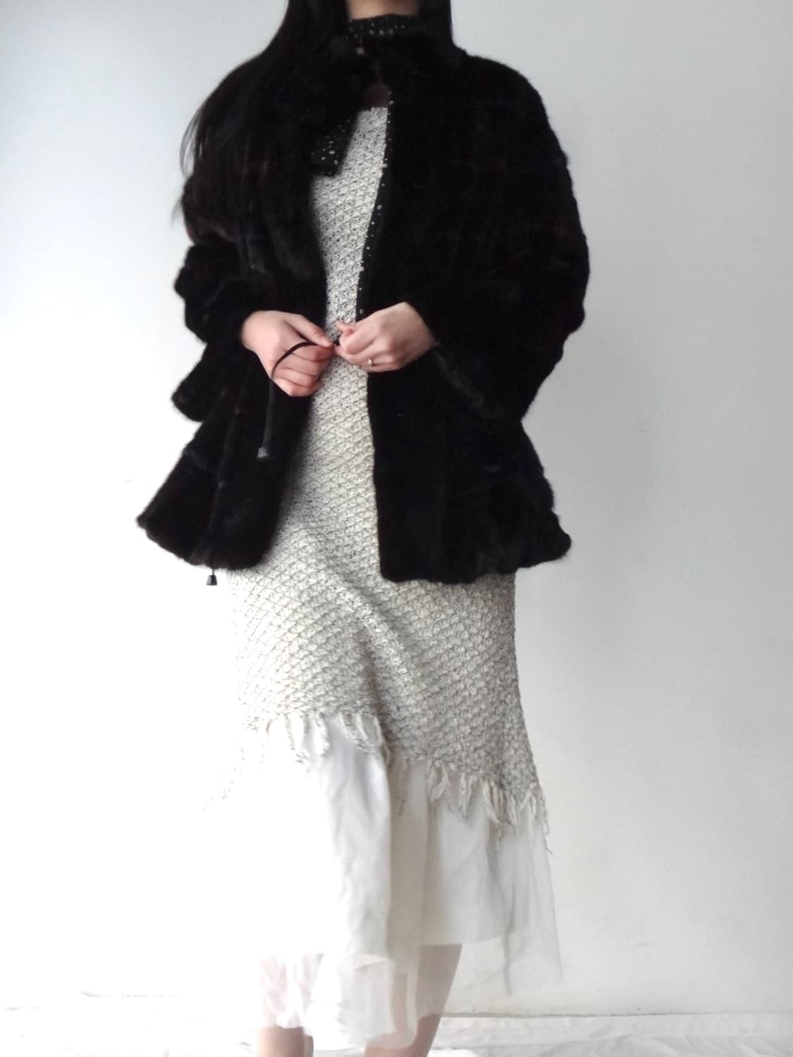 Stripe string jindo mink fur jacket/진도밍크 상품이미지4