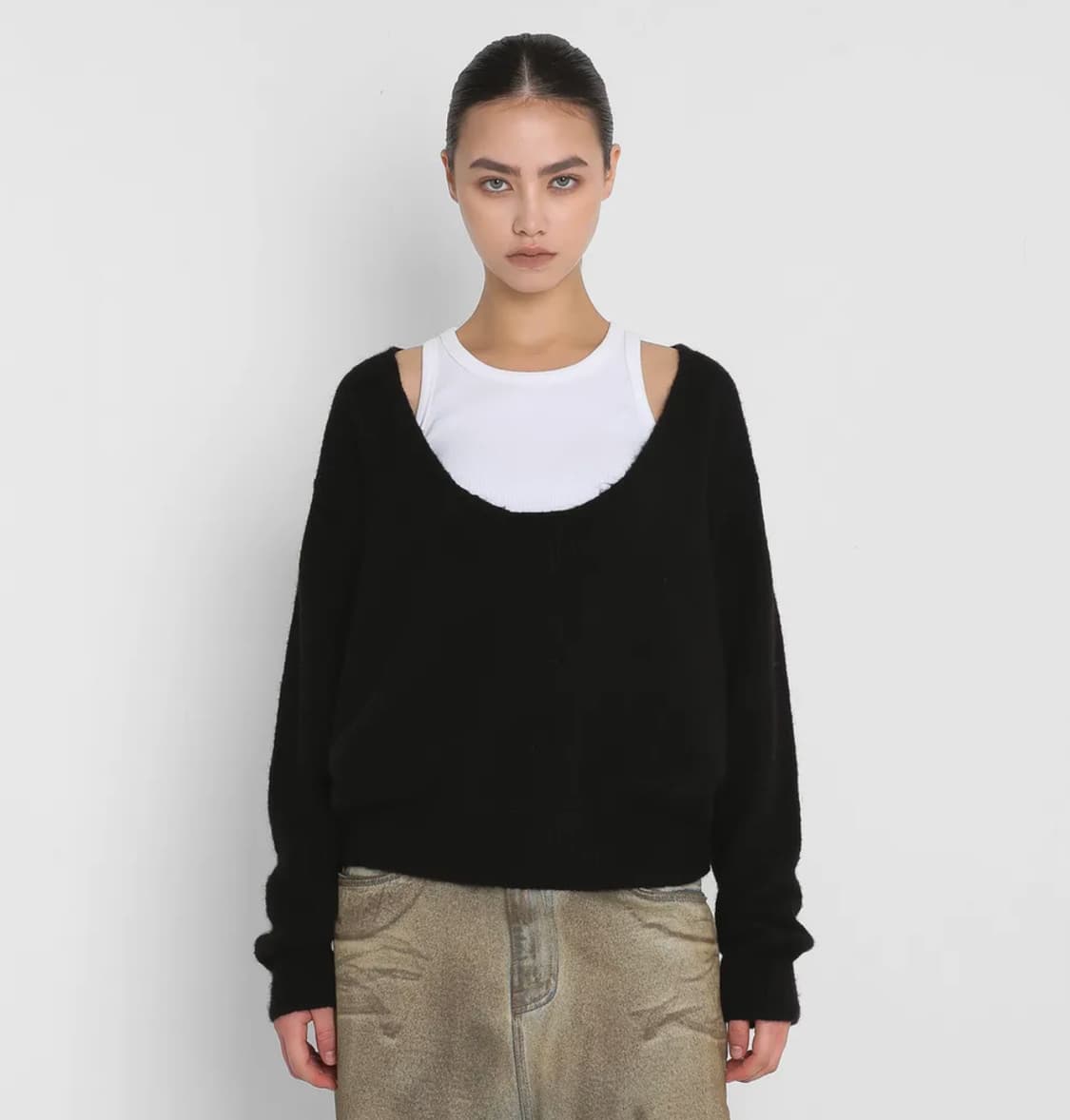 샌드릭 백오픈 오버핏 니트 새상품 상품이미지1