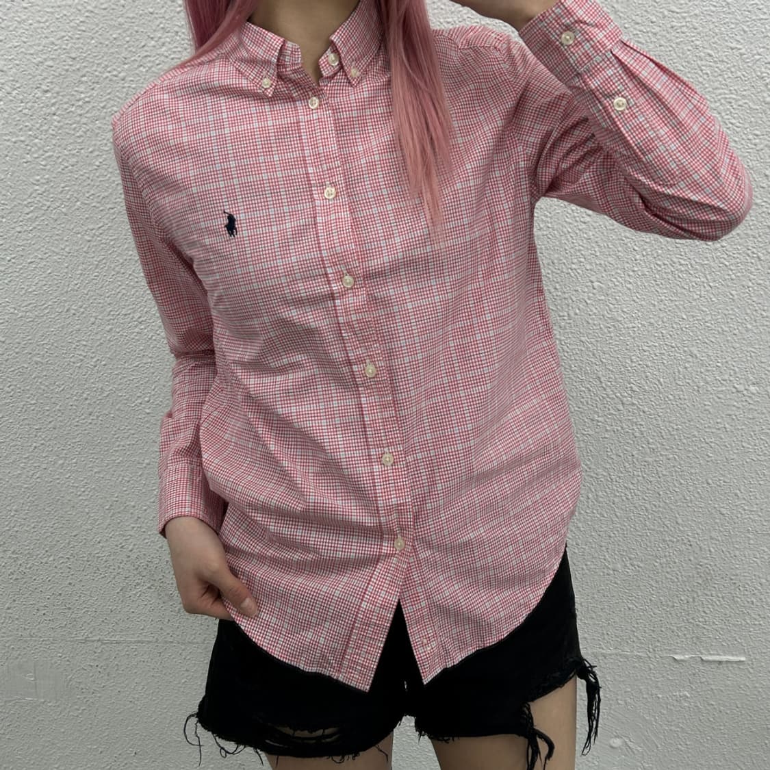 폴로 랄프로렌 네이비포니 레드 체크 셔츠 L 상품이미지1