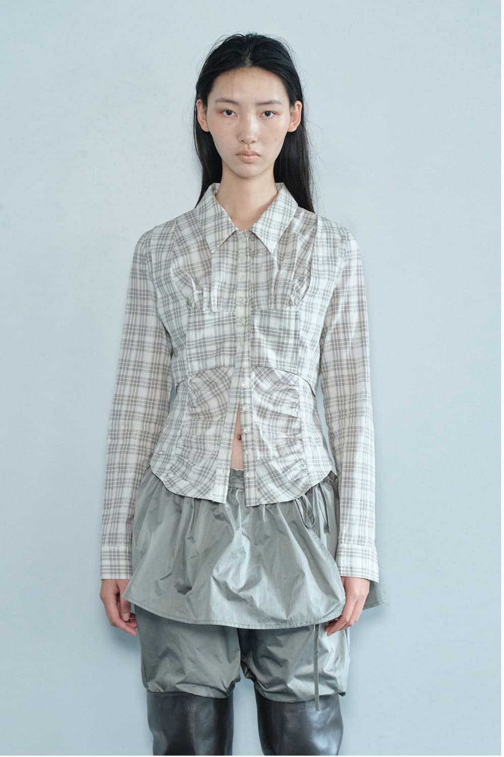 세릭 check bustier shirt beige 상품이미지1