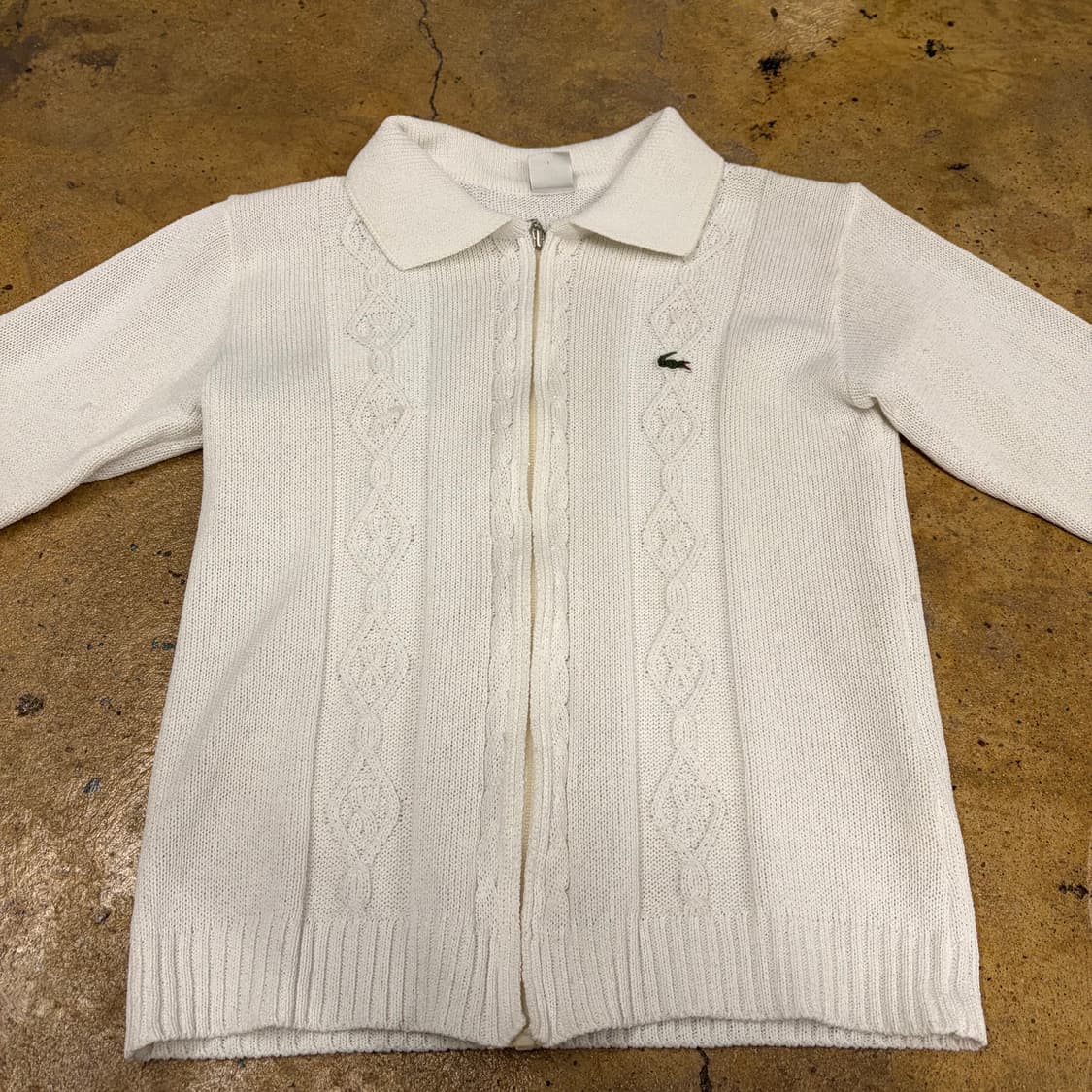 라코스테 화이트 카라 니트 집업 상품이미지3