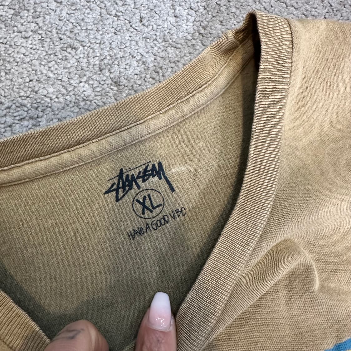 스투시 인터내셔널 사운드 시스템 카키 반팔티XL 상품이미지3