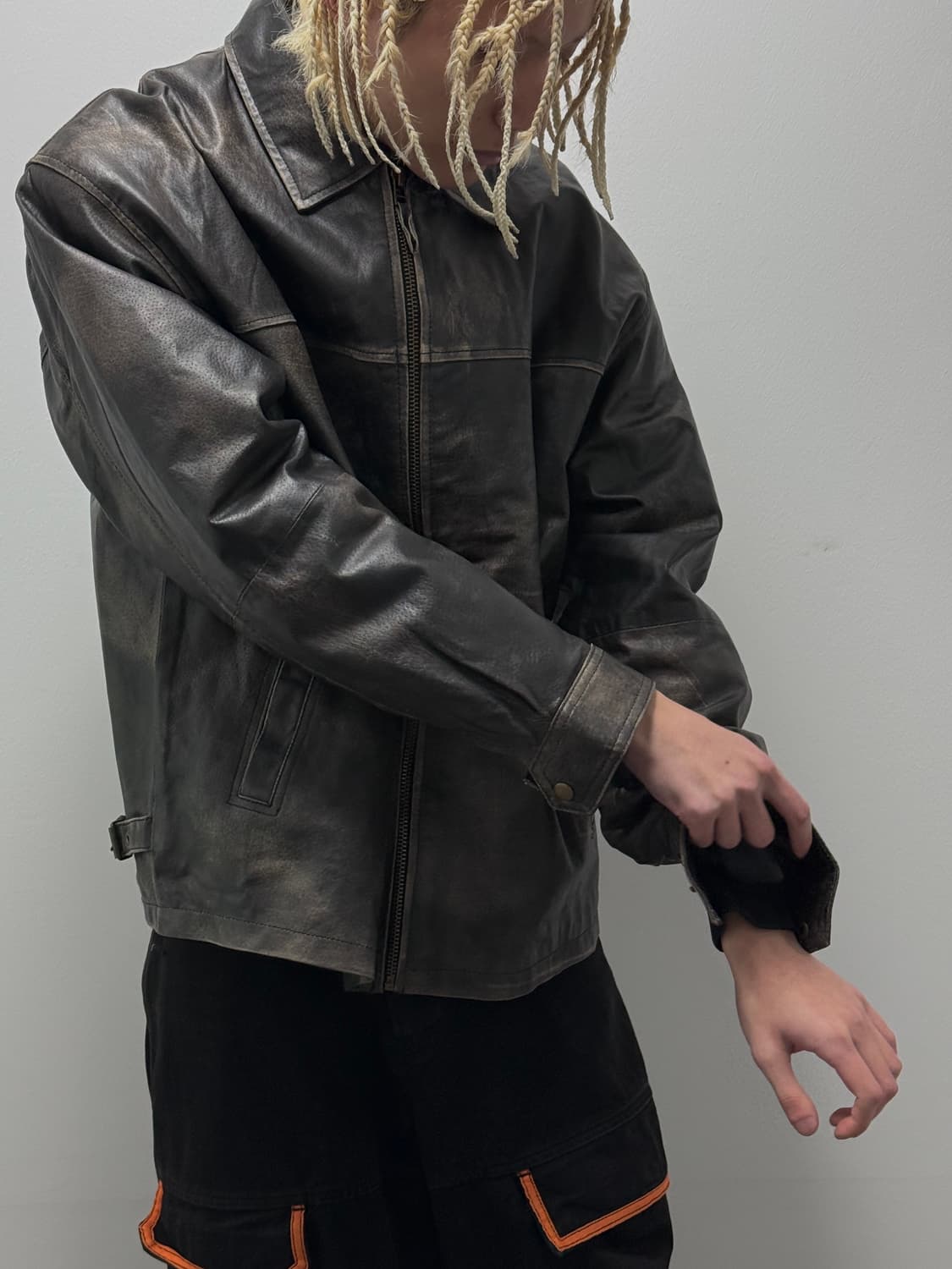 VTG FADE WASH LEATHER JACKET 상품이미지2