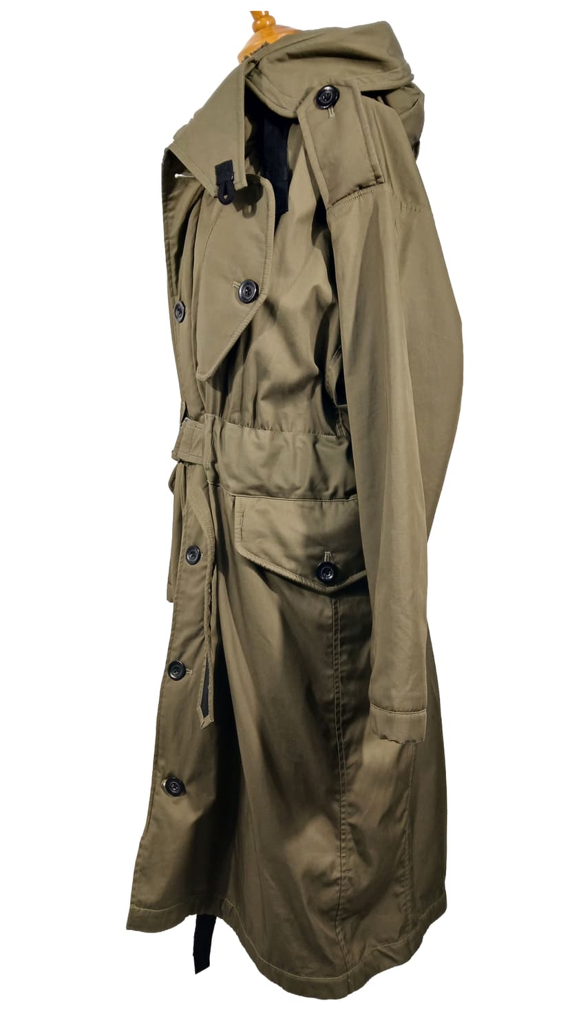 G-STAR 카키색 벨트 후드 롱 코트(S) 상품이미지4
