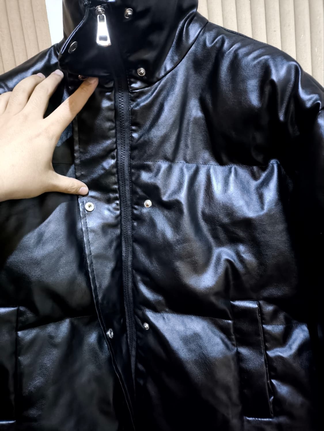 3사이즈 오버핏 록스캐빈 가죽 패딩 페이크레더 상품이미지5