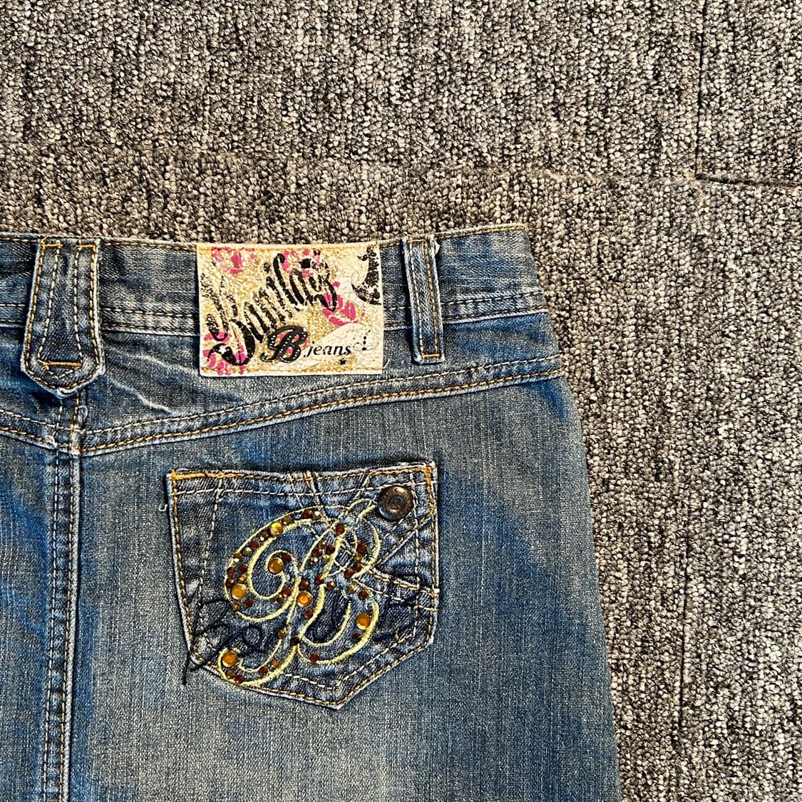 B jeans 비즈 로고 워싱 데님 미니 스커트 상품이미지6