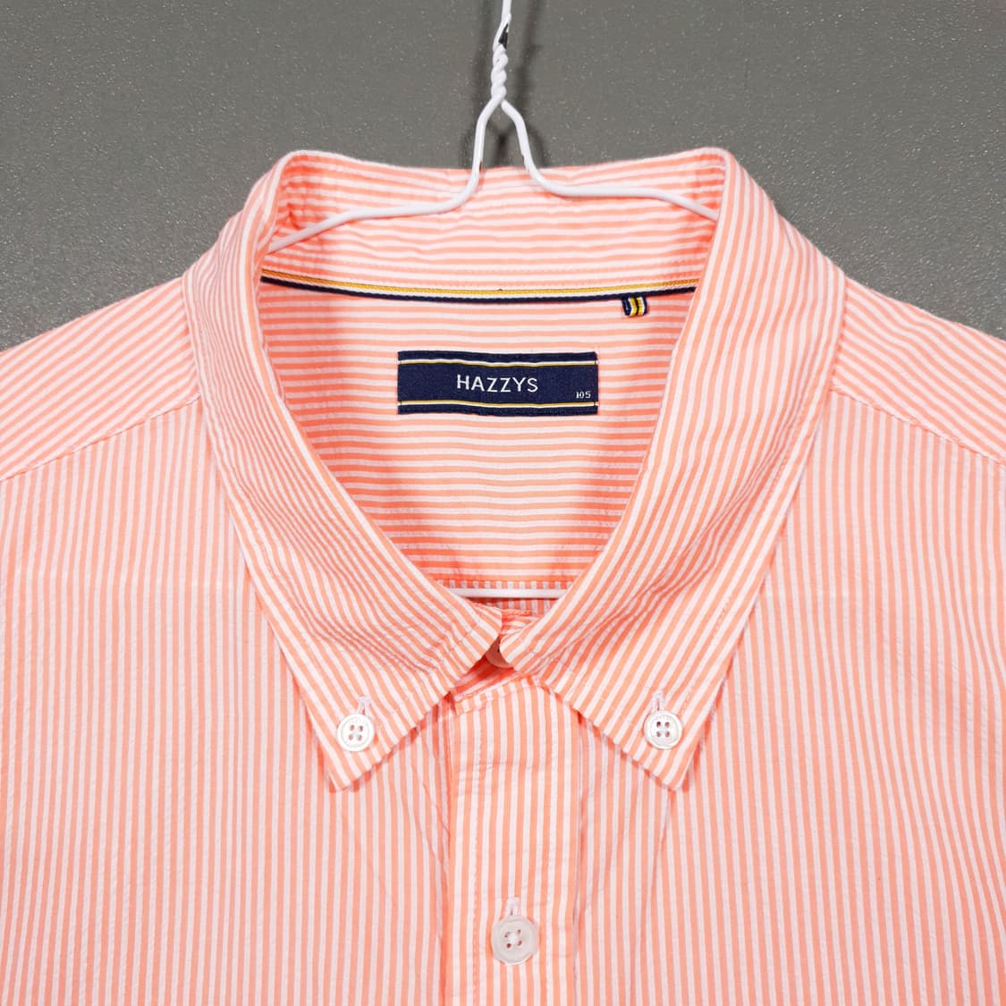 XL) 헤지스 신형 22ss 버튼다운 스트라이프 캐주얼 코튼 반팔 셔츠 상품이미지6