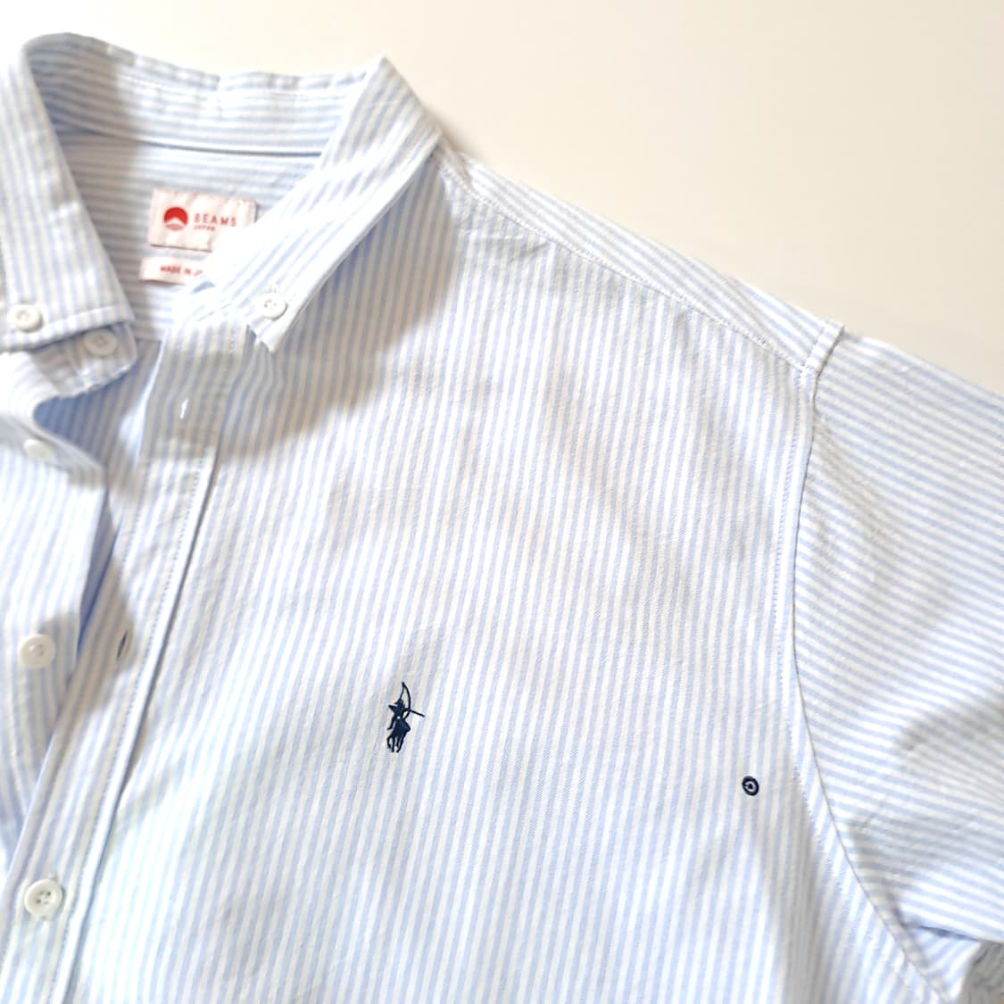 (택포) Beams 빔즈 야부사메 폴로 스트라이프 셔츠 110 B805 상품이미지7