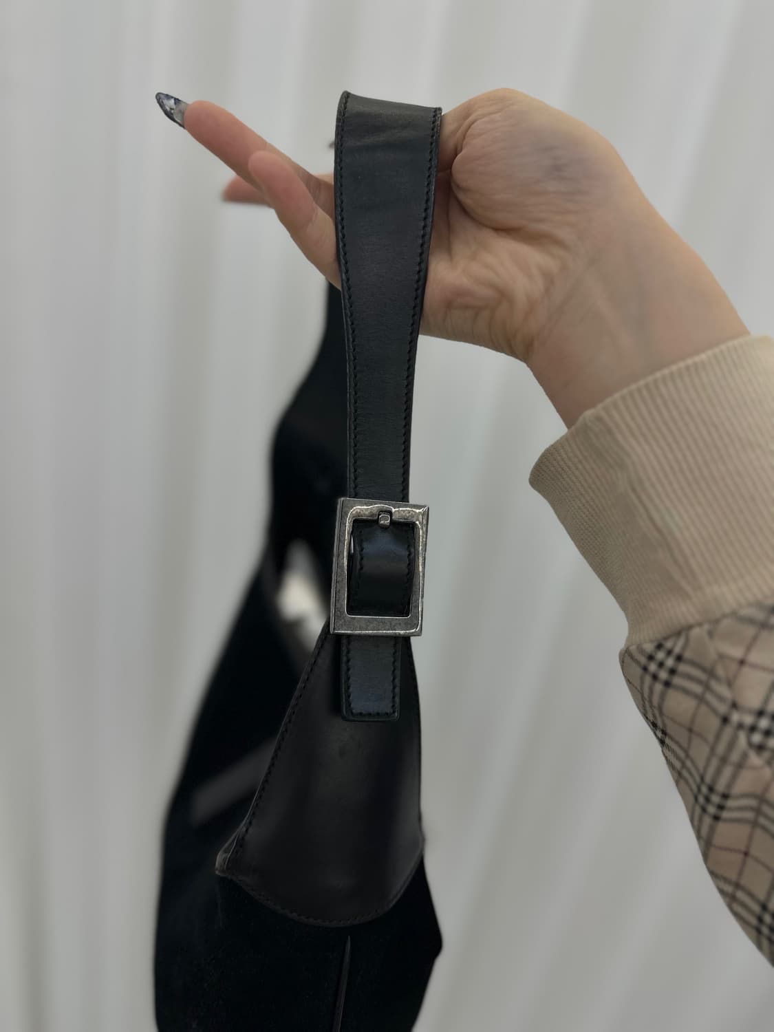 (빈티지) 구찌 스웨이드 블랙 재키백 상품이미지4