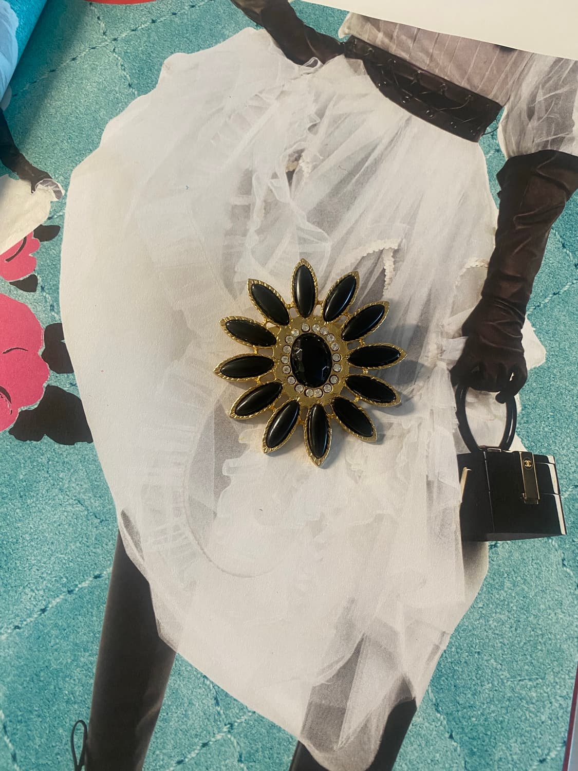 메탈 블랙 플라워 빈티지 브로치 일본 y2k 악세사리  상품이미지3