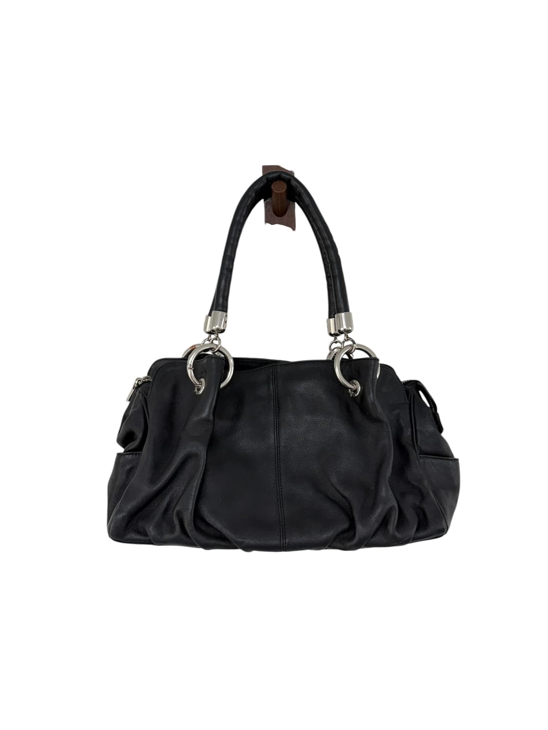 빈티지 레더 블랙 셔링 숄더백 상품이미지1