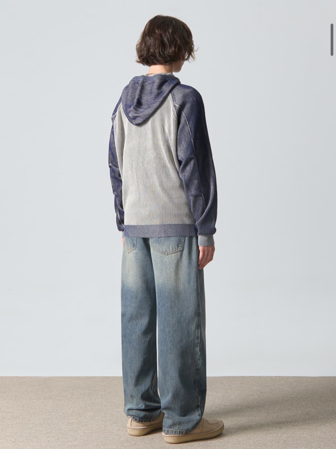 새상품 디미트리블랙 투톤 긴팔 니트 후드티셔츠 XL 상품이미지6