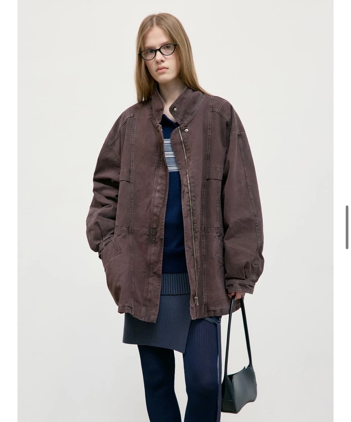 로우클래식 피그먼트 워싱 스티치 하프 자켓 브라운 M 상품이미지1