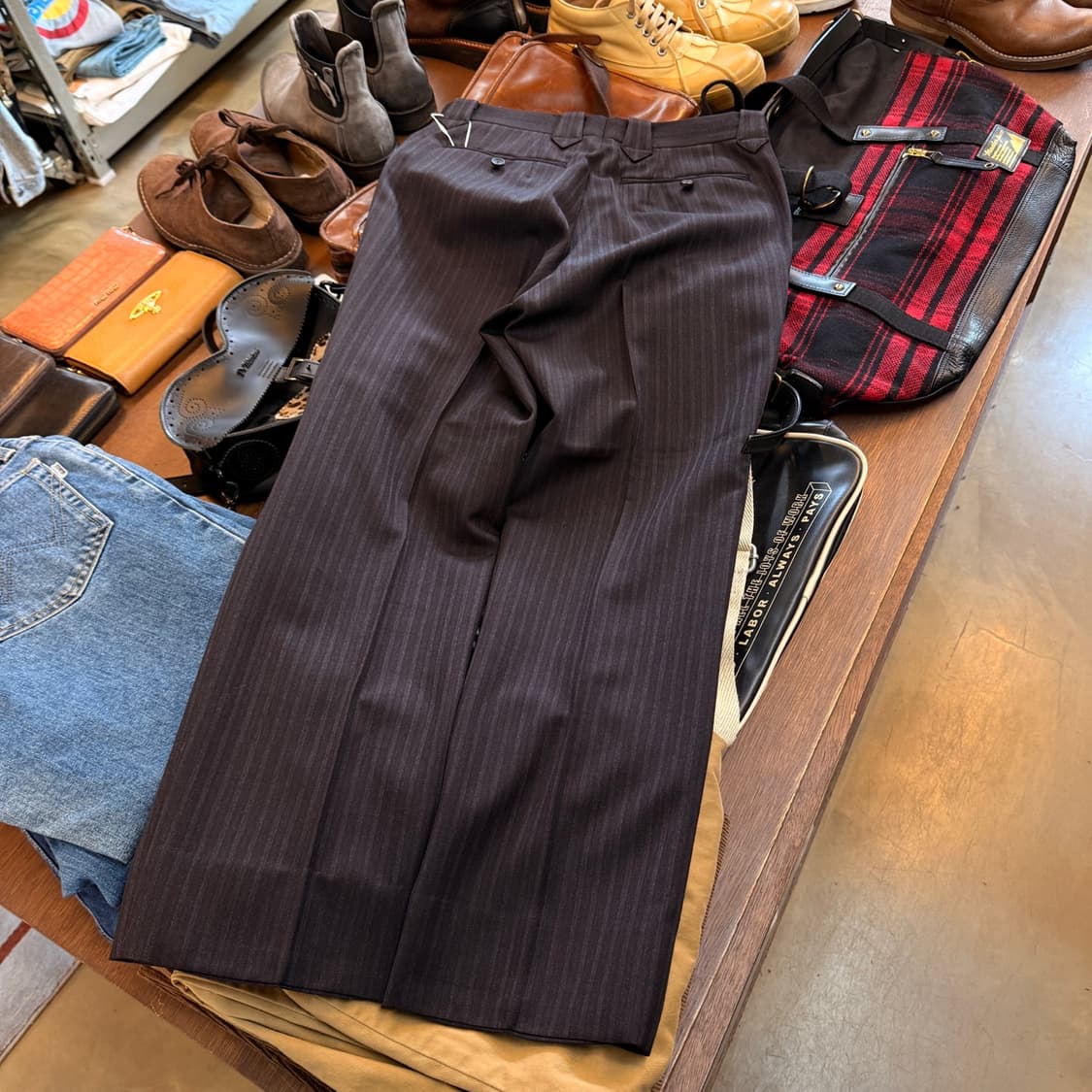 80 ~ 90S 맨즈 비기 X 벤 로데오 스트라이프 버건디 슬랙스 상품이미지6